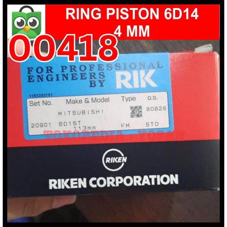DISKON RING PISTON MITSUBISHI 6D15 TURBO 4MM 1 SET ENGINE 