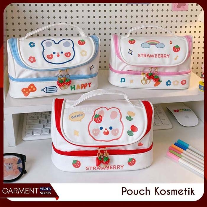 

EMS Tempat Pensil Kotak Anak Import Lucu Pencil Case Korea Travel Make Up Pouch DIY Sticker Kelinci Beruang alat ungu