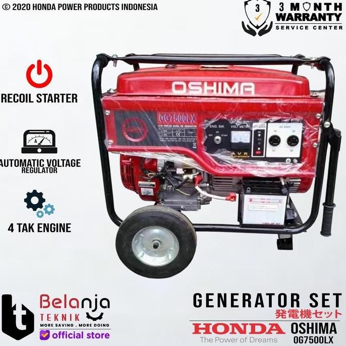 Mesin Genset Honda Oshima Og 7500 Cx 5000 Watt Generator Set Og7500Cx