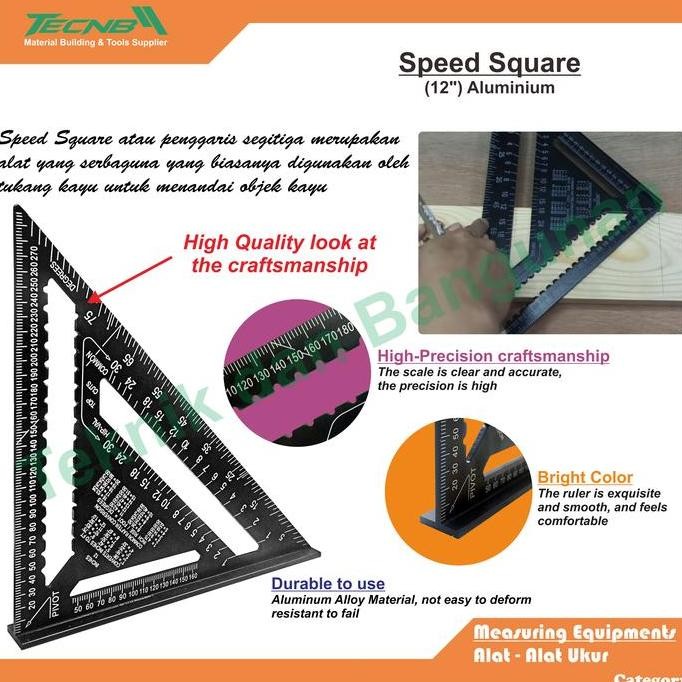 

Aluminium Speed Square 12" / Penggaris Segitiga Aluminium 12" New Stok