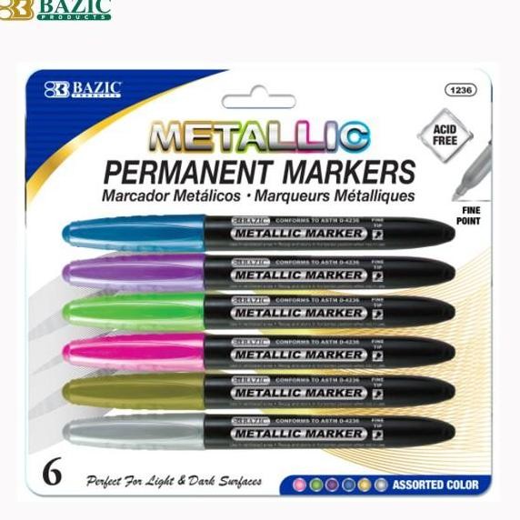 

Bazic 1236 Metallic Permanent Marker Set Spidol Metalik Kilap Permanen New Stok
