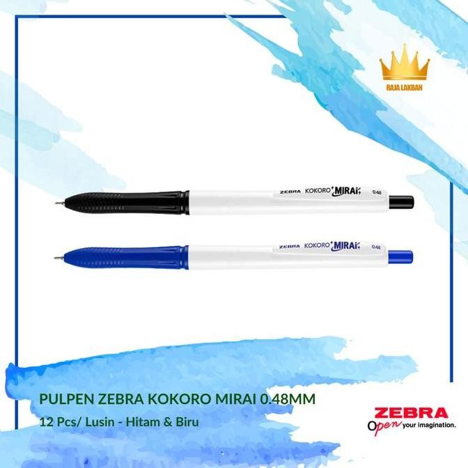 

Pulpen Gel Zebra Kokoro Mirai, 0.48 Mm, Hitam/ Biru - Lusin New Stok