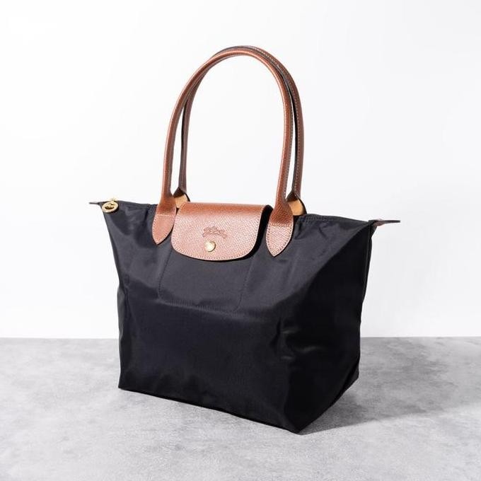 Longchamp Le Pliage Original Small / Medium Long Handle Slh Black