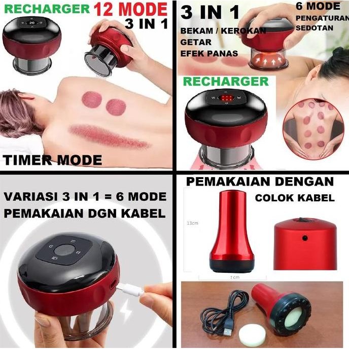 Alat Kerok Elektrik Bekam Infrared Alat Pijit Kop Elektrik Guasha