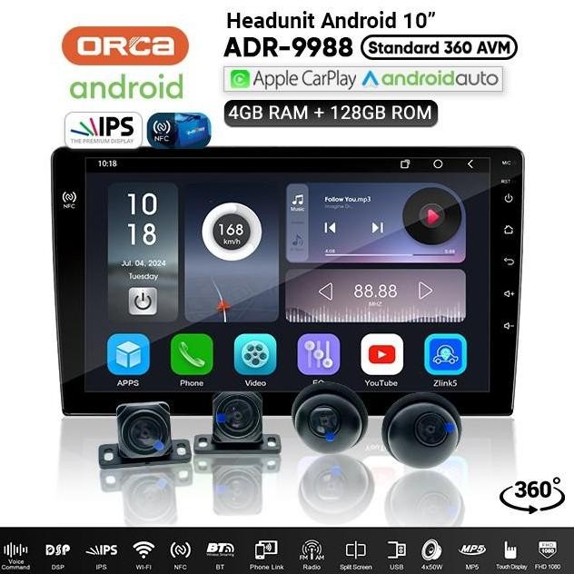 Head Unit Android Orca Standart NFC + Kamera 360 Ram 4/128GB