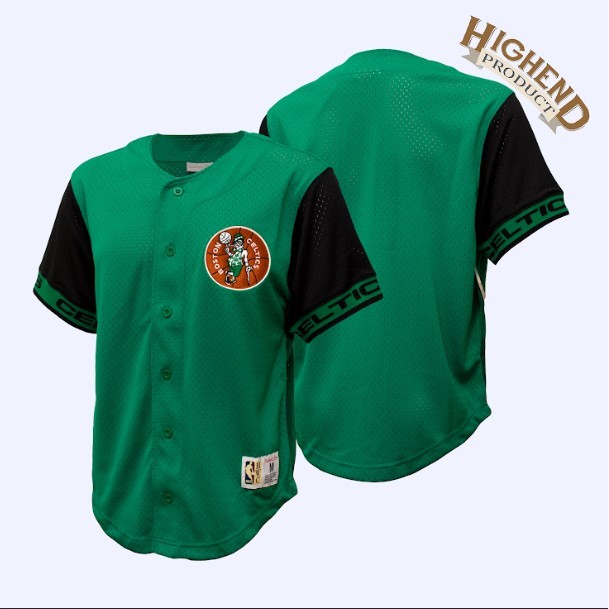 Mitchell and Ness Boston Celtics Button Baseball Jersey 100% Original
