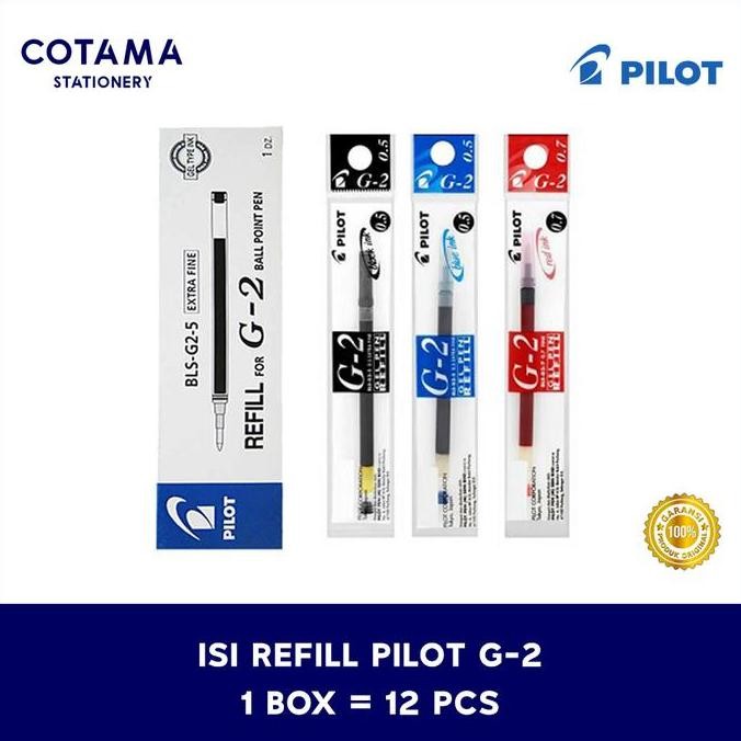 

Isi Refill Pulpen Pilot G-2 G2 Fine Gel Pen 0.5/0.7 - 1 Box Isi 12 Pcs New Stok