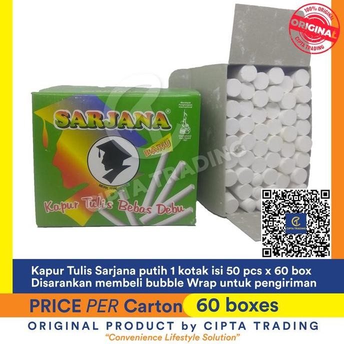 

TERBARU - Stationary - Chalk (kapur tulis) - Sarjana - Kapur papan tulis putih (1 carton)