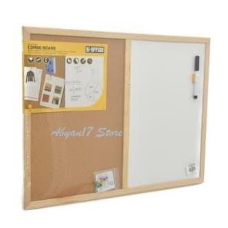 

Bi-Silque Cork Pin Board Papan Tulis Kayu Kombinasi White 90X60 Cm New Stok