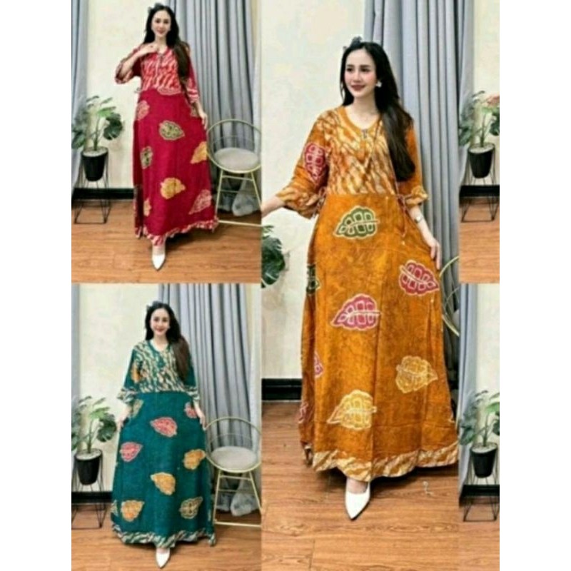 Daster Maura Panjang - Daster Batik Rempel Busui - Longdress Maura