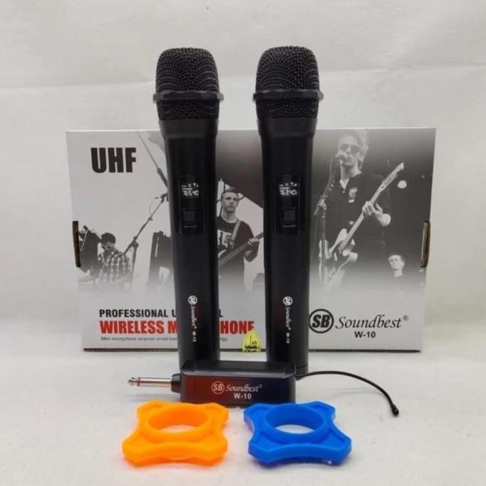 Mic Wireless SOUNDBEST W10 Original Wireless Microphone Dual Channel