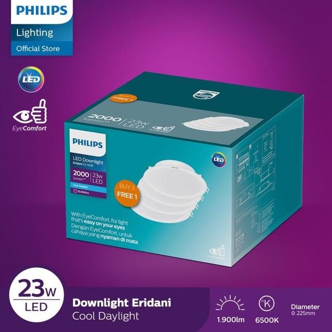 Paket Hemat Lampu Philips Downlight Multipack Eridani LED18 23W 65K