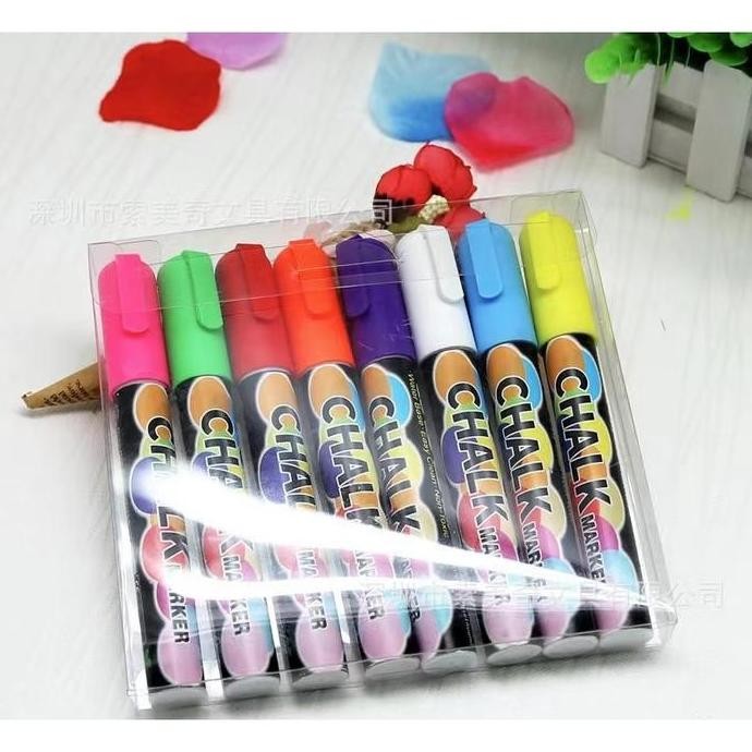 

Chalk Marker/Kapur Cair/Spidol Papan Tulis Set 8 Basic & Pastel New Stok