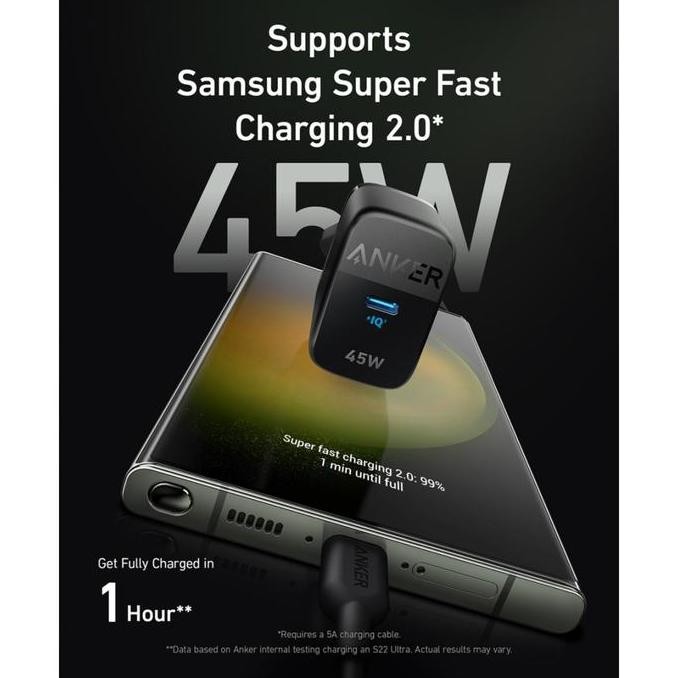 Anker Wall Charger 313 Usb-C 45W Fast Charging A2643 - Travel Adapter Original