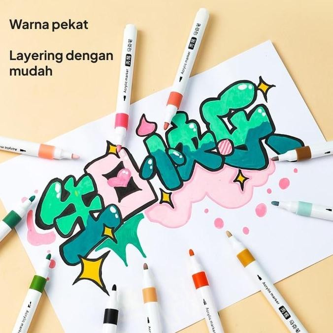 

Colorful Graffiti Acrylic Marker Box Set 48Pcs - Spidol Warna Permanen New Stok