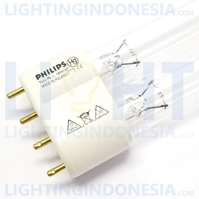 Lampu Philips UVC TUV PL-L 18W 4P Disinfektan Air Udara UV-C