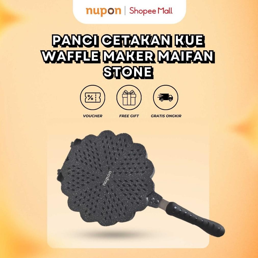 NUPON - Panci Cetakan Kue Waffle Maker Pan Maifan Stone Coating Anti Lengket MURAH