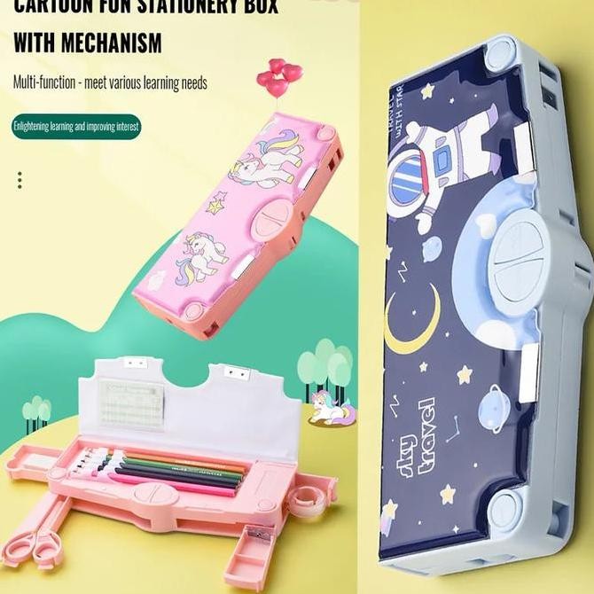 

Kotak Pensil Pola Kartun Lapisan Ganda Tunggal Dengan Rautan Kapasitas New Stok