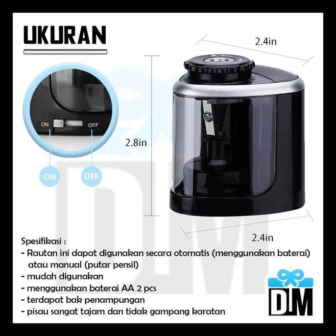 

Rautan Serutan Pensil Elektrik Otomatis Automatic Listrik Baterai New Stok