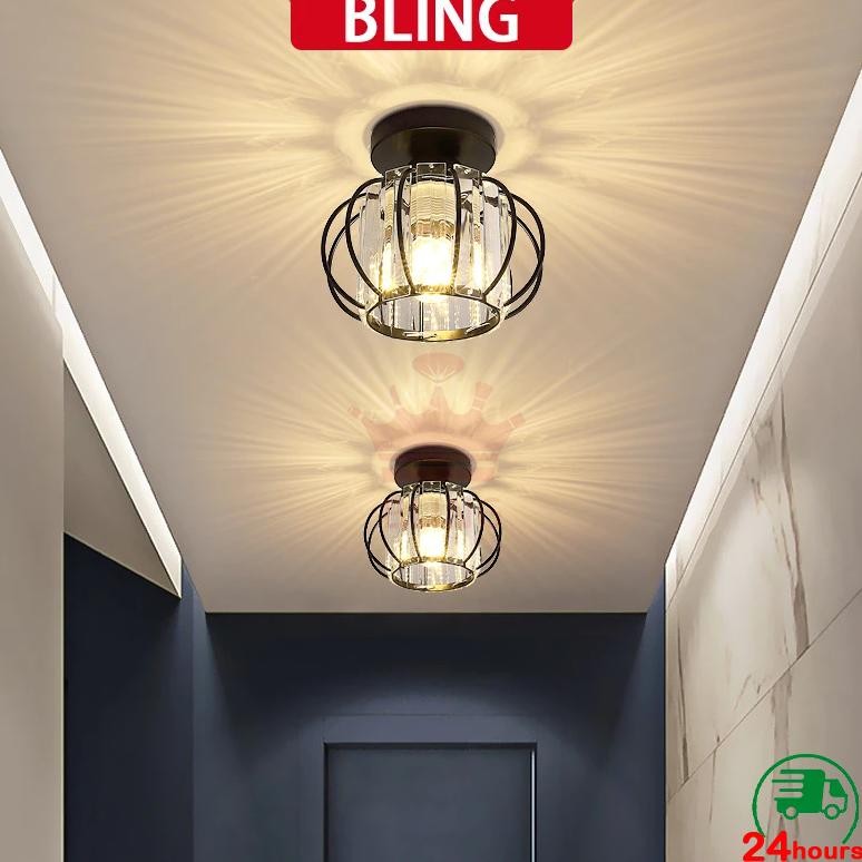 CODLampu plafon rumah Lampu ceiling kristal modern crystal round ceiling lamp untuk Tangga / ruang t