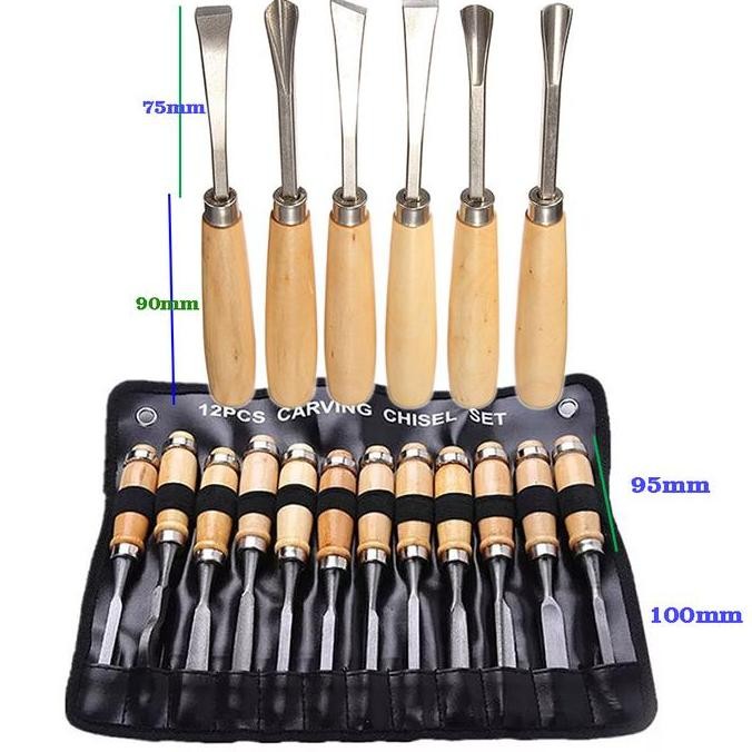 

Pahat Alat Ukir Kayu Round Flat Straight Gouge Wood Working Steel Set