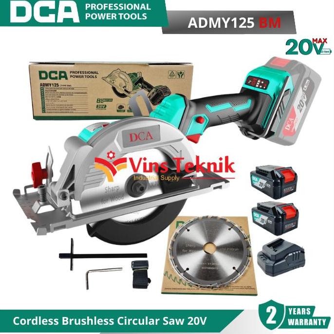 Mesin Gergaji Kayu Sirkel Baterai Cordless Brushless Circular Saw 5" 125Mm 20V Dca Admy125Bm Admy125