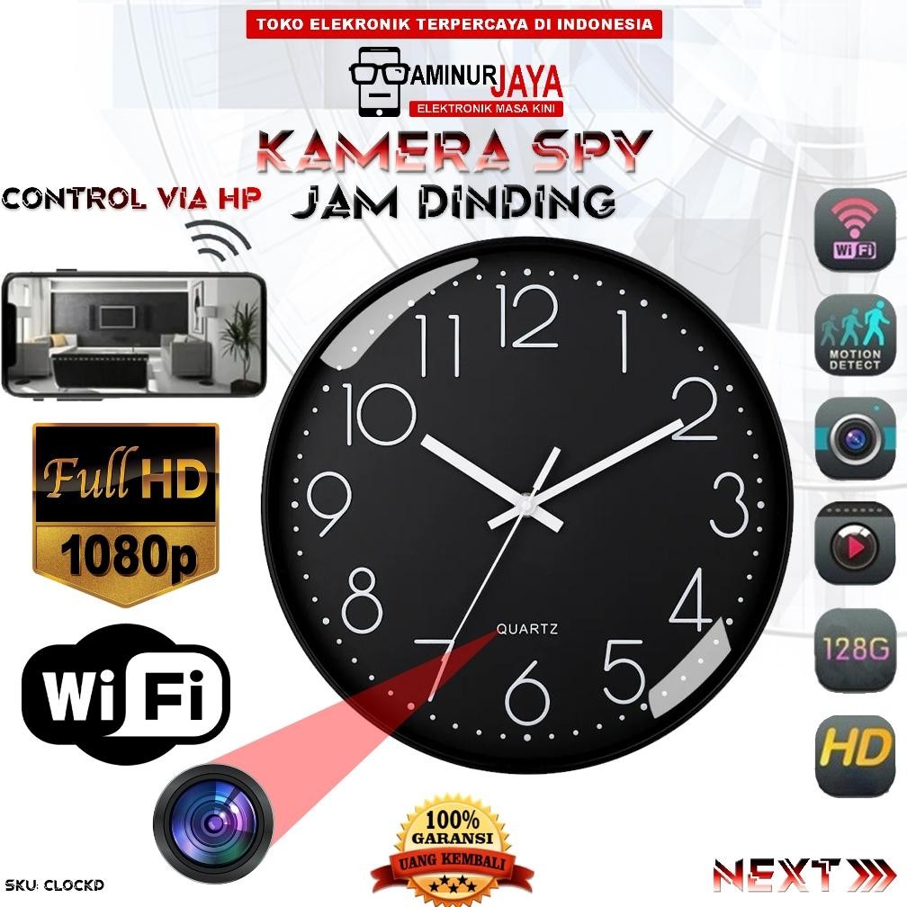 Kamera CCTV Wall Clock IP Camera Wifi Jam Dinding Wireless Hidden Spycam Full HD 1080P 4K Cctv Rumah