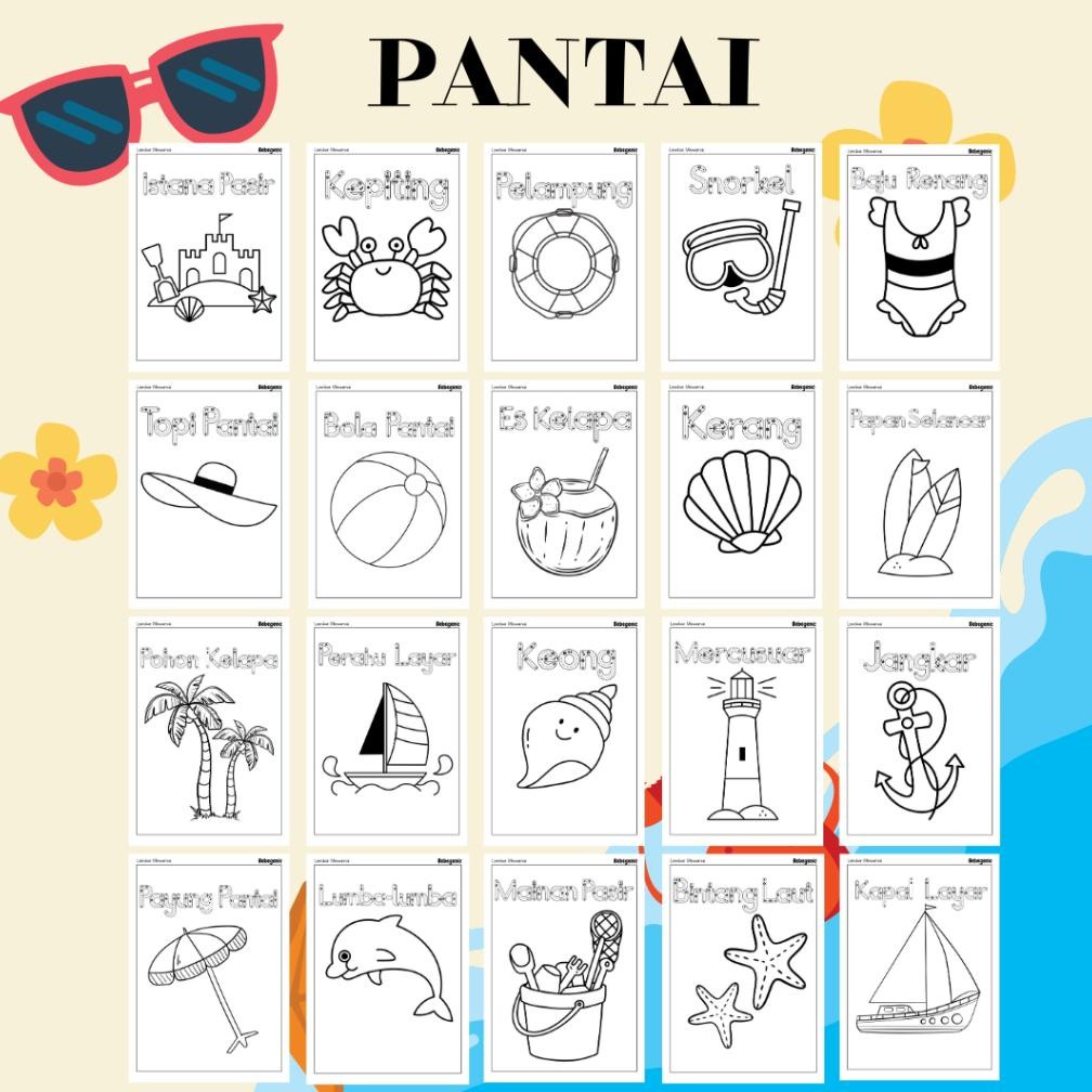 

Rt-4 A5 Kertas Mewarnai Anak 20 Lembar - Lembar Mewarnai Anak - Drawing Page - Buku Menggambar Anak Rt-4