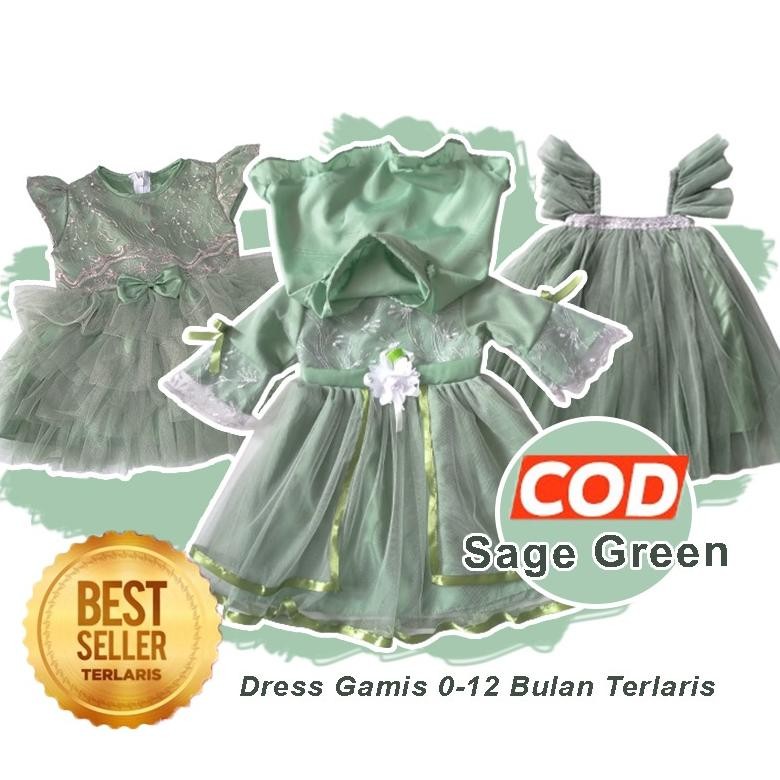 Qw-45 Baju Warna Sage Green 6 12 Bulan Dress Warna Sage Green Terlaris Import Gaun Sage Green Gamis 
