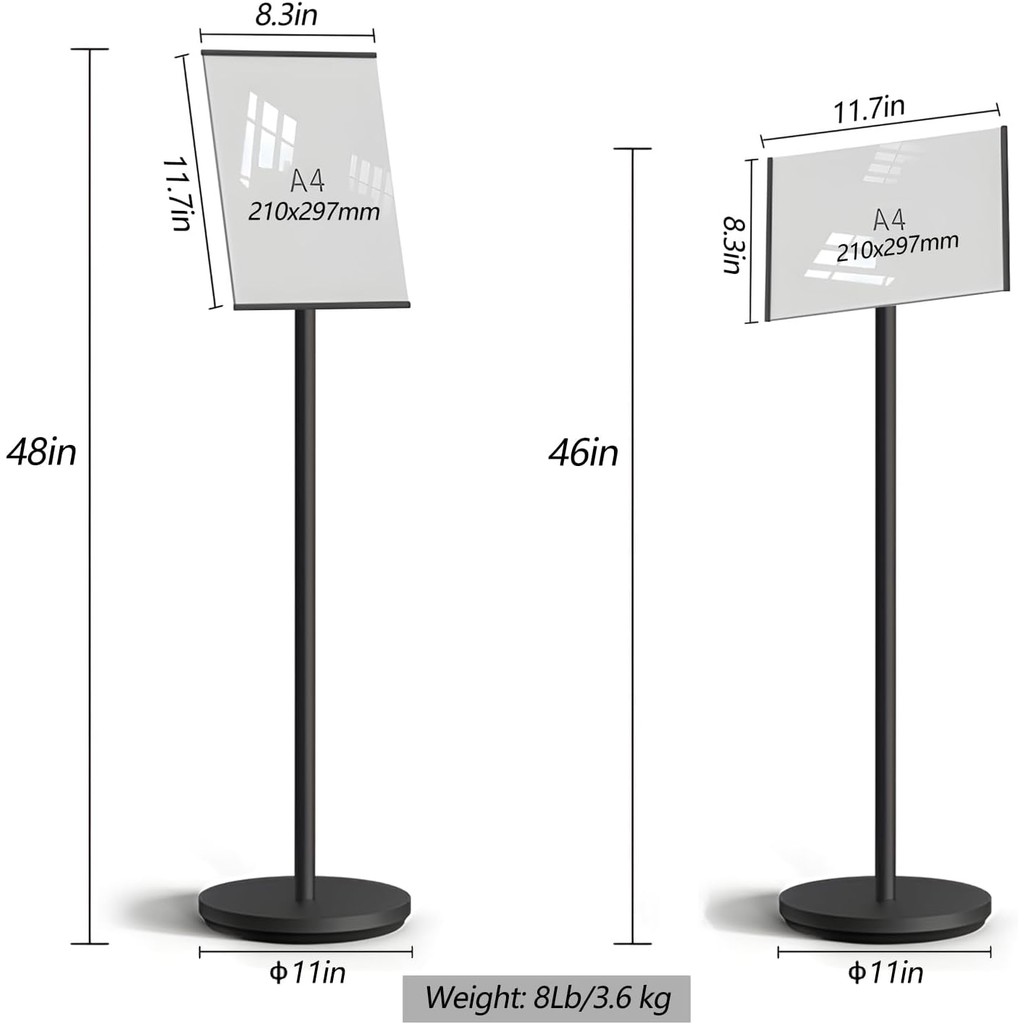 Standing Sign Frame A4/A3/A2 Adjustable Display Floor Standing Acrylic Untuk Welcome Sign Cafe