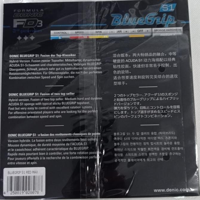 TERLARIS DONIC BLUEGRIP S1 KARET PINGPONG