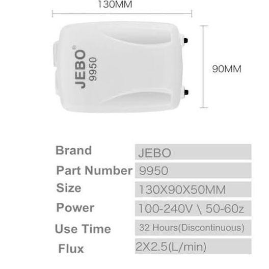 Pompa Oksigen Jebo 9950 Acdc Aerator Ac Dc Aerator Aquarium Kolam Ikan Portable Bisa Buat Mancing Da