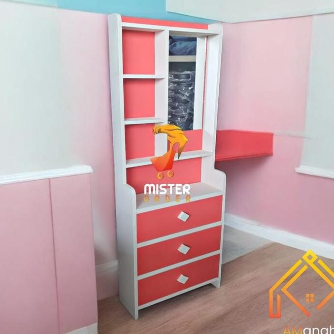 Rak Make Up Tolet Meja Rias / Lemari Kosmetik Kayu Kaca PS