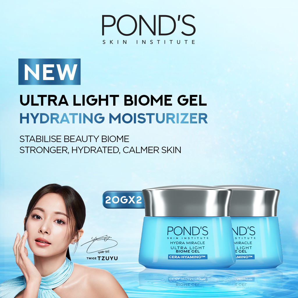 PONDS HYDRA MIRACLE ULTRA LIGHT BIOME GEL - HYDRATING MOISTURIZER GEL 20GR Twinpack