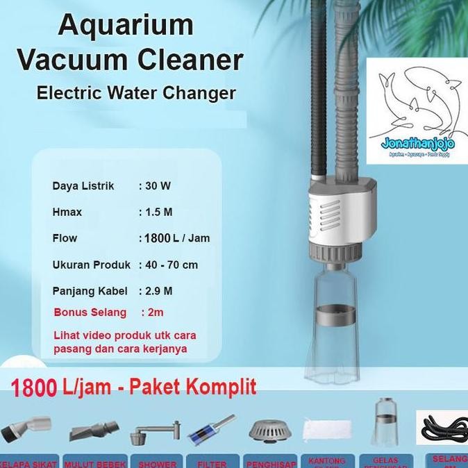 Electric Aquarium Vacuum Pembersih Aquarium Kolam Sedot Siphon Sifon