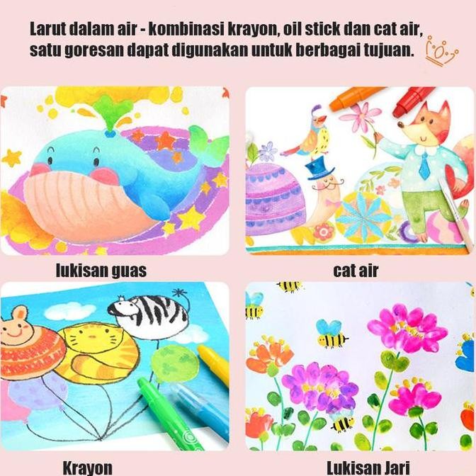 

Crayon Grasp Mata Besar 24/36/48 Warna Krayon Lembut Water Soluble Crayon krayon pensil warna lengkap
