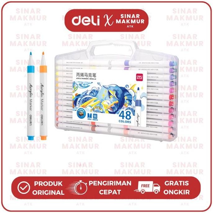 

Spidol Akrilik/Acrylic Marker Bullet Tip 48 Warna Deli HM108-48 (Set)