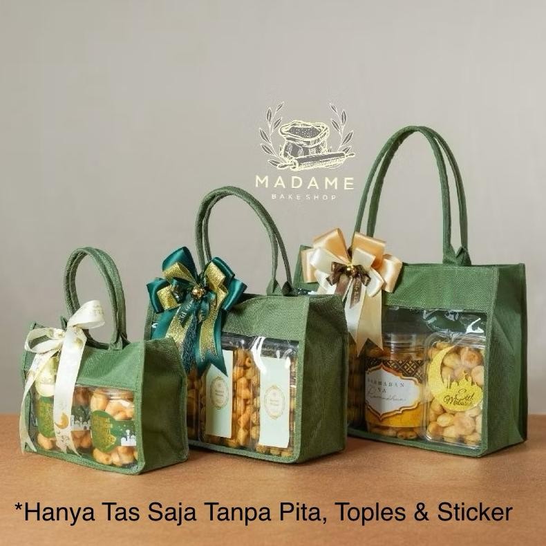 

fth- vb-8 Goodie Bag Tas Mika Kombinasi Hampers Muat Toples Jar Idul Fitri - Hijau / Cream Polos Sale Viral