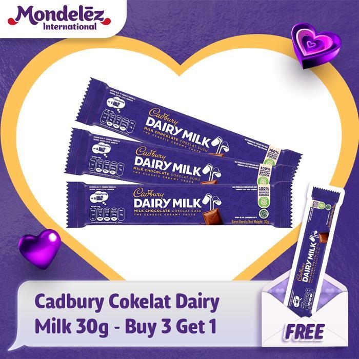 

LM Cadbury Cokelat Dairy Milk 30g [Buy 3 Get 1]