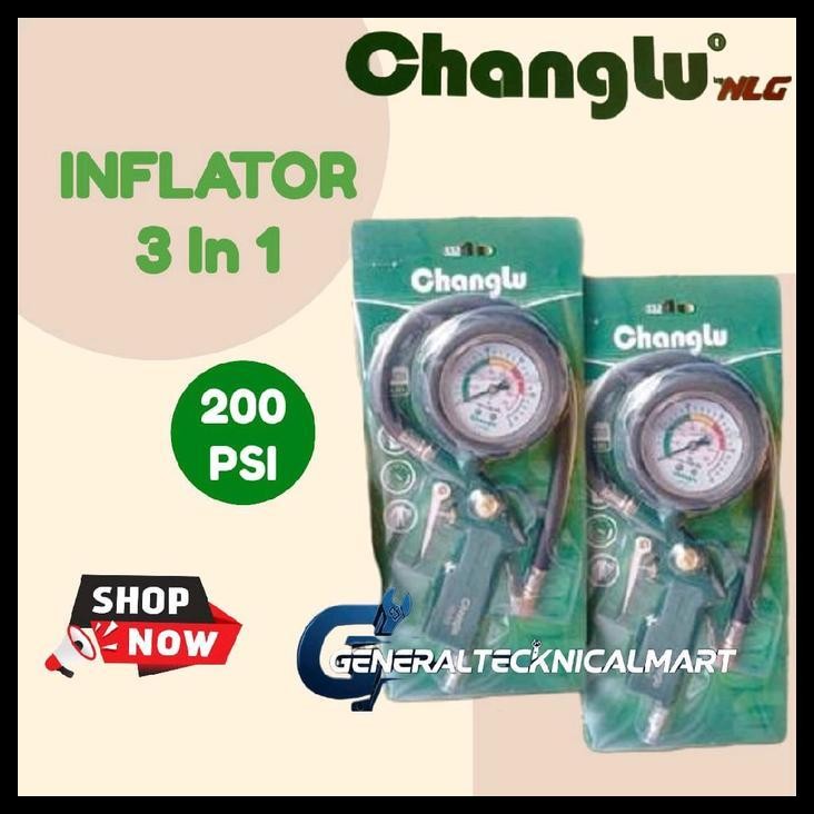 TERBARU CHANGLU INFLATOR 3 IN 1 / TIRE GAUGE / ALAT ISI ANGIN BAN CHANGLU NLG 