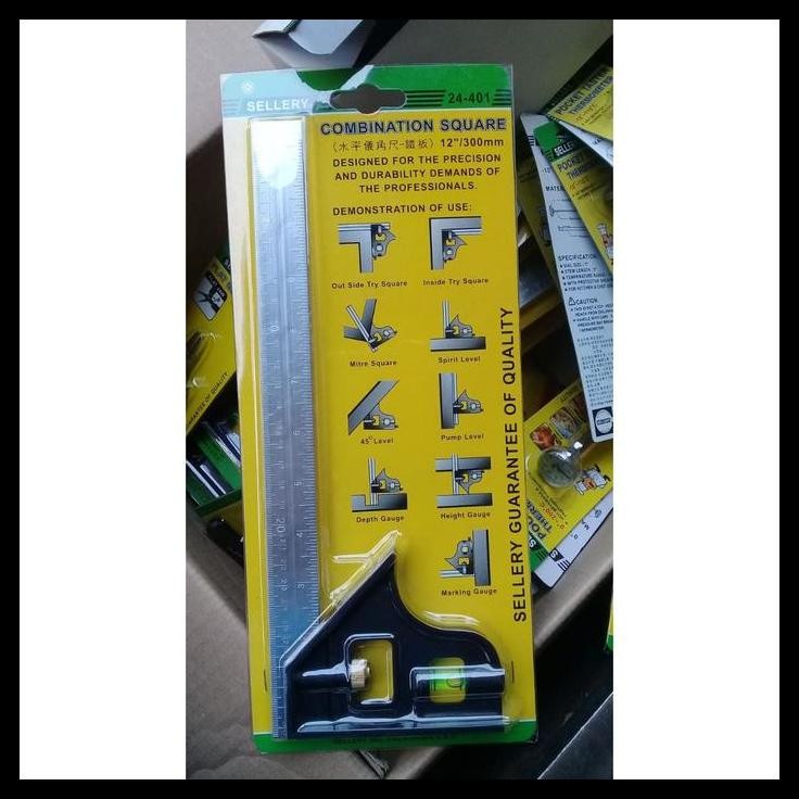 HOT DEAL SIKU TUKANG 12" WATERPASS SELLERY 24-401 SERBAGUNA COMBINATION SQUARE 