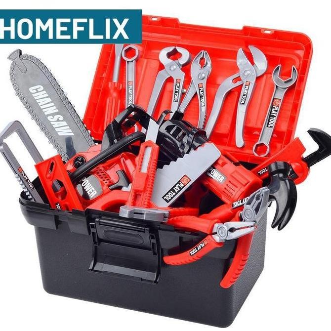 Promo / Terlaris Mainan Toolbox Insinyur Anak Mainan Bor Listrik Obeng Bor 68PCs Mainan Alat Perbaik
