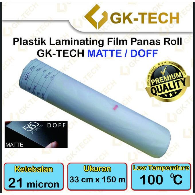 

BARU PLASTIK LAMINATING PANAS ROLL GK-TECH - 28 MIC / 21 MIC UKURAN 33CM X 150M