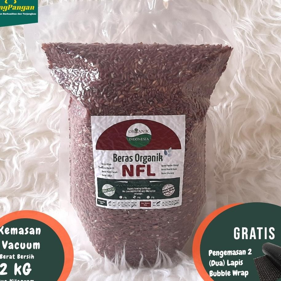 

2Kg Beras Merah Organik Nfl Bersertifikat Utk Diabet Mpasi Dll