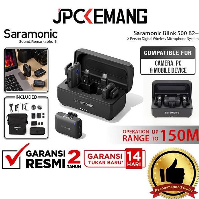 BARU SARAMONIC BLINK 500 B2+ WIRELESS MICROPHONE - MIC CLIP ON KAMERA HP GARANSI RESMI