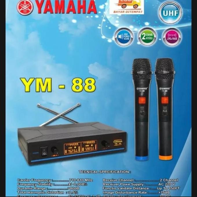 BARU MIC WIRELESS YAMAHA YM-88 TERBARU DUAL WIRELESS MICROPHONE ORIGINAL