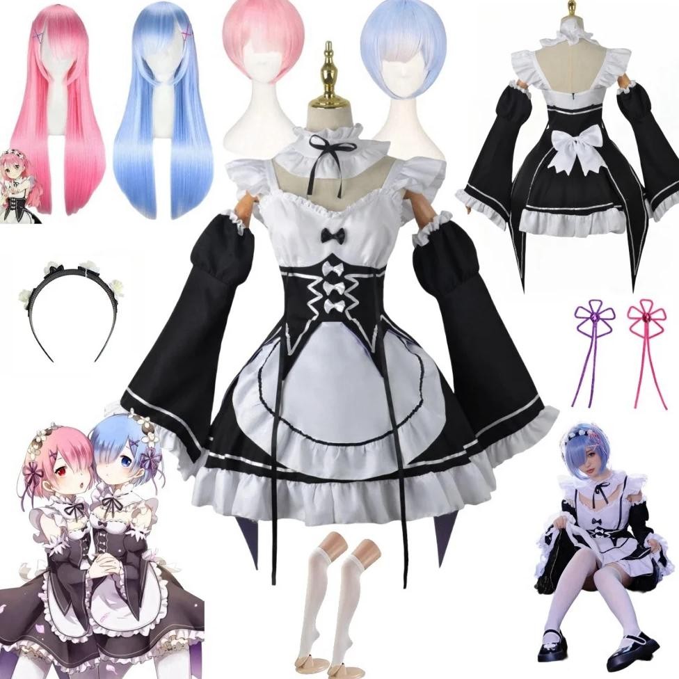 Anime Ram Rem Maid Cosplay Re Life In A Different World From Zero Costumes Women Loli Dress Hallowee