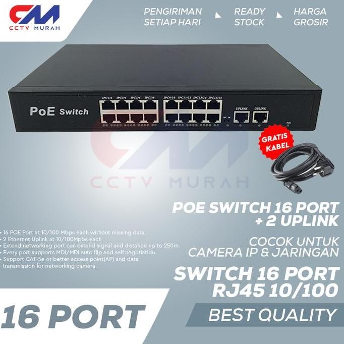 diskon poe switch 16 port fy-b1620g4 cctv ip camera poe hub switch 1000mbps