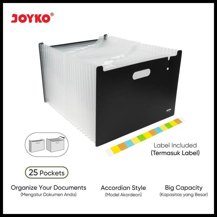 

Terlaris Joyko Expanding File A4 25 POCKETS Organizer / Map Harmonika Joyko File Rack EF-7A4 Best Seller