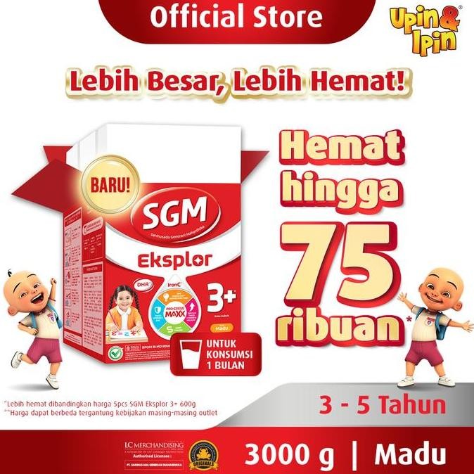 

TERMURAH SGM EKSPLOR 3+ MADU 3000GR - SUSU BUBUK ANAK IRONC NUTRISI LENGKAP